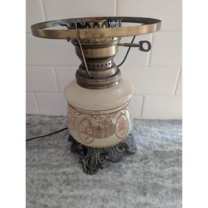 Vintage Accurate Casting Co. Hurricane Floral Glass Lamp